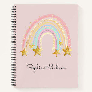 Carnet Parties scintillant moderne arc-en-ciel rose girly