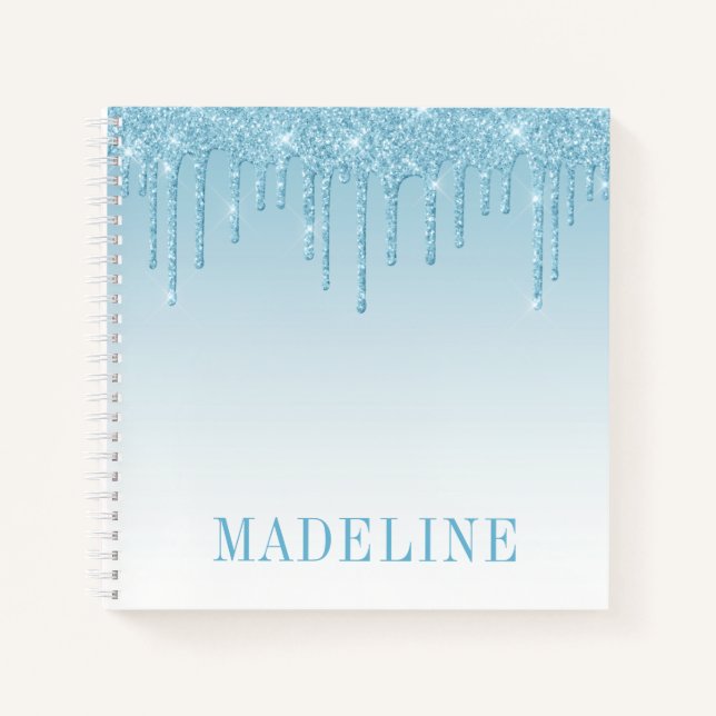 Carnet Parties scintillant moderne moderne tendance Bleu  (Devant)