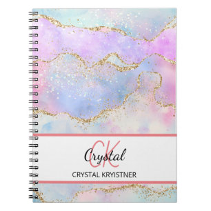 Carnet Parties scintillant moderne Monogram Pastel Rainbo