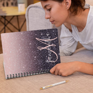 Carnet Parties scintillant moderne noire et rose Étincell