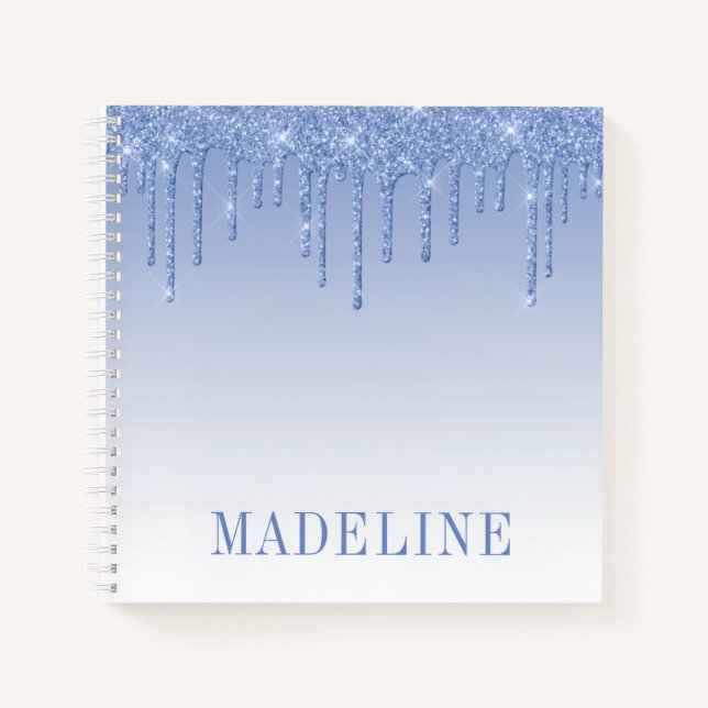 Carnet Parties scintillant moderne tendance Dusty Blue (Devant)