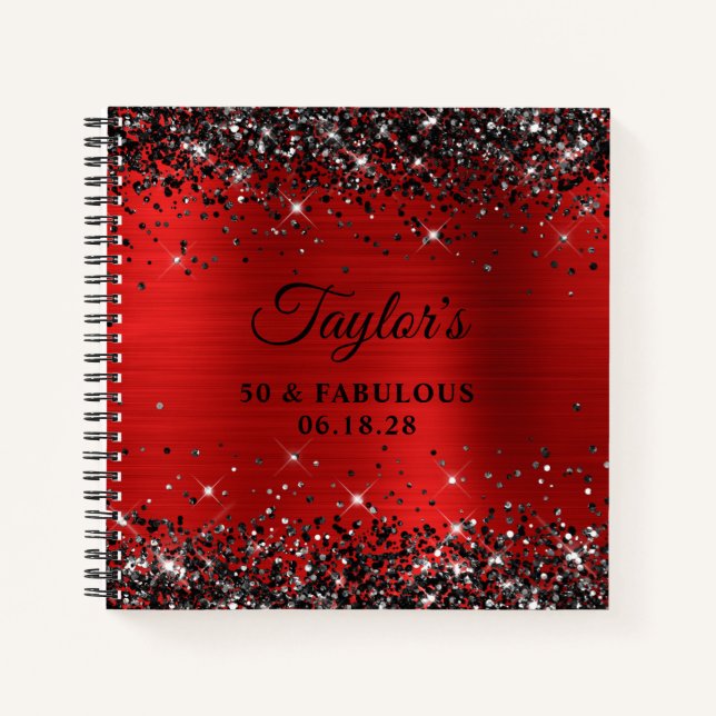 Carnet Parties scintillant noire Red Foil 50 & Fabulous G (Devant)