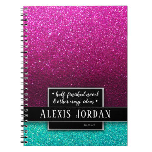 Carnet Parties scintillant Ombre bleu rose chaud Monogram