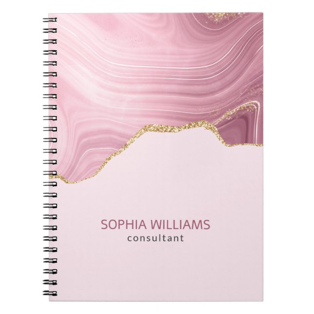 Carnet Parties scintillant or en marbre rose (Devant)
