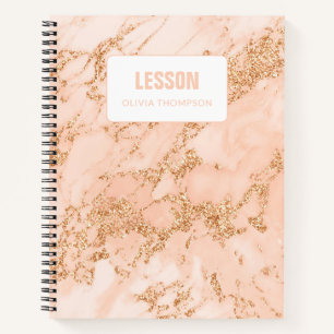 Carnet Parties scintillant or en marbre rose Leçon perso