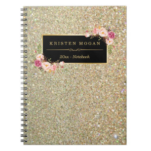 Carnet Parties scintillant Or moderne étincelle Girl Flor