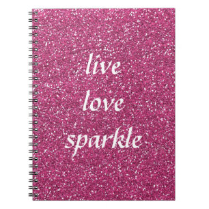 Carnet Parties scintillant rose avec Citation étincelante