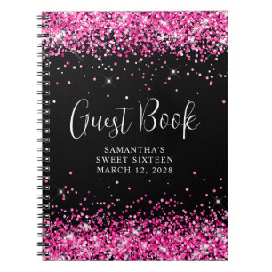 Carnet Parties scintillant rose chaud Black Sweet 16 Invi