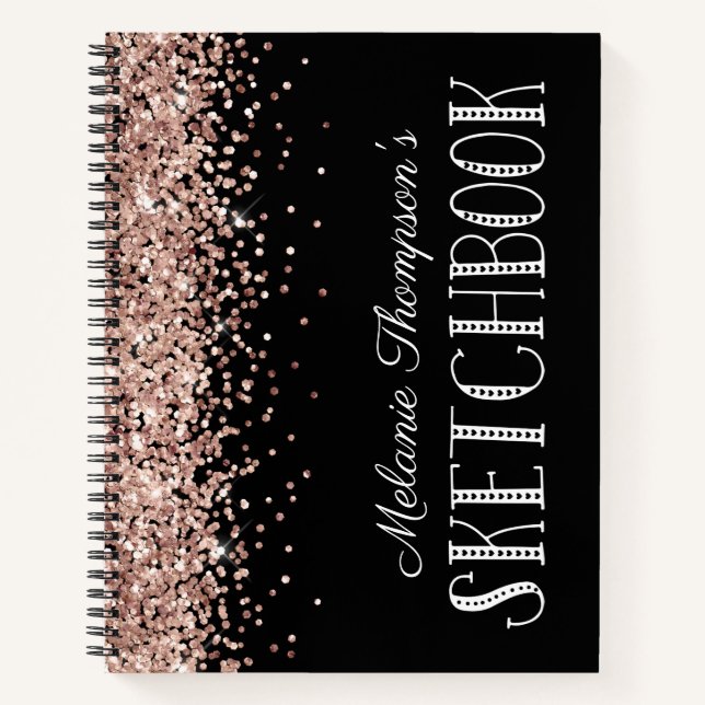 Carnet Parties scintillant rose chic Nom personnalisé Liv (Devant)