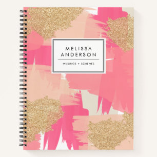 Carnet Parties scintillant rose et or moderne Motif Abstr