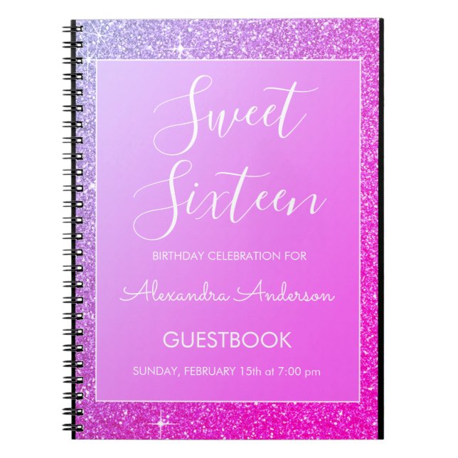 Carnet Parties scintillant rose et violet étincelle Sweet (Devant)