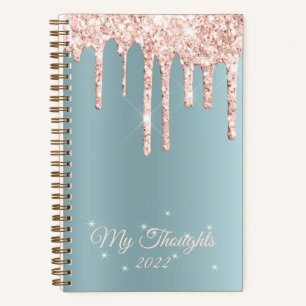 Carnet Parties scintillant rose Gold Drift Turquoise Text