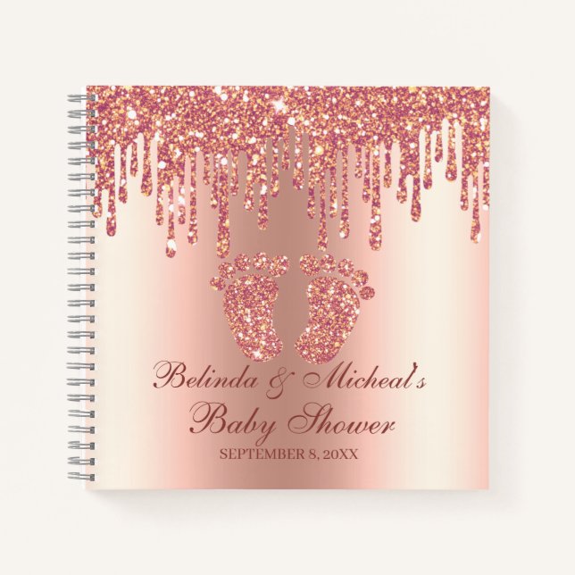 Carnet Parties scintillant Rose Gold Feet Baby shower Liv (Devant)