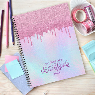 Carnet Parties scintillant rose gouttes Holographique Uni