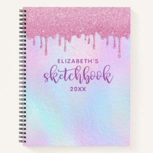Carnet Parties scintillant rose gouttes Holographique Uni