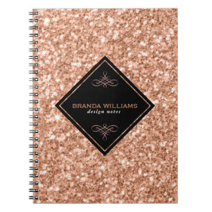 Carnet Parties scintillant rose Or Avec Accent Noir