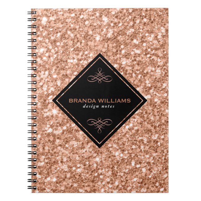 Carnet Parties scintillant rose Or Avec Accent Noir (Devant)