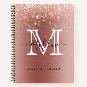 Carnet Parties scintillant rose or brossé métal rose Mono
