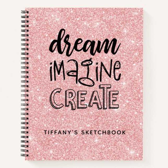 Carnet Parties scintillant rose personnalisée Sketchbook  (Devant)