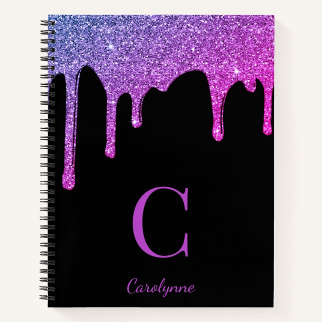 Carnet Parties scintillant rose violet ombre étincelante  (Devant)