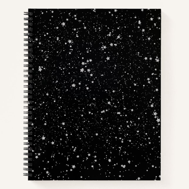 Carnet Parties scintillant Stars2 - Noir argenté (Devant)