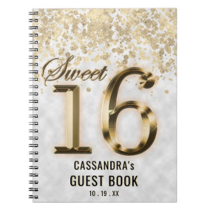 Carnet Parties scintillant sweet sixteen Gold Faux Foil