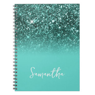 Carnet Parties scintillant turquoise Blue Ombre Nom