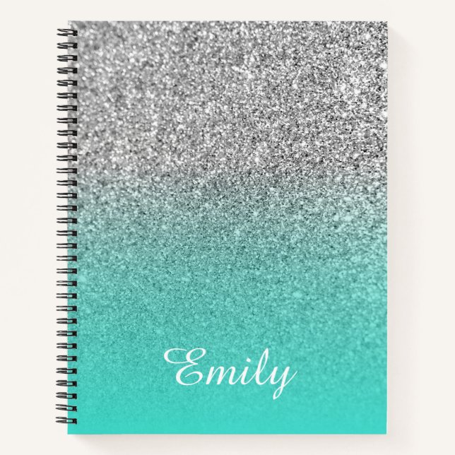 Carnet Parties scintillant Turquoise et Silver Ombre pers (Devant)