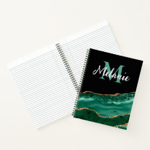 Carnet Parties scintillant verte de malachite et d'or Mon