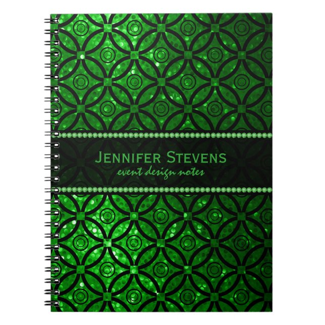 Carnet Parties scintillant verte moderne et Motif géométr (Devant)