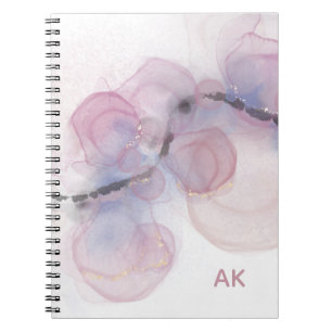 Carnet Parties scintillant violet rose minimale Monogramm