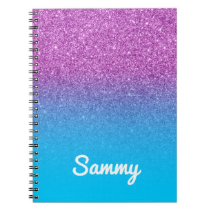 Carnet Parties scintillant violette et Aqua Blue Ombre