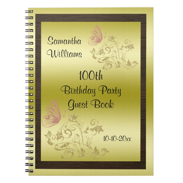 Carnet Parties scintillantes d'or et anniversaire de (Devant)