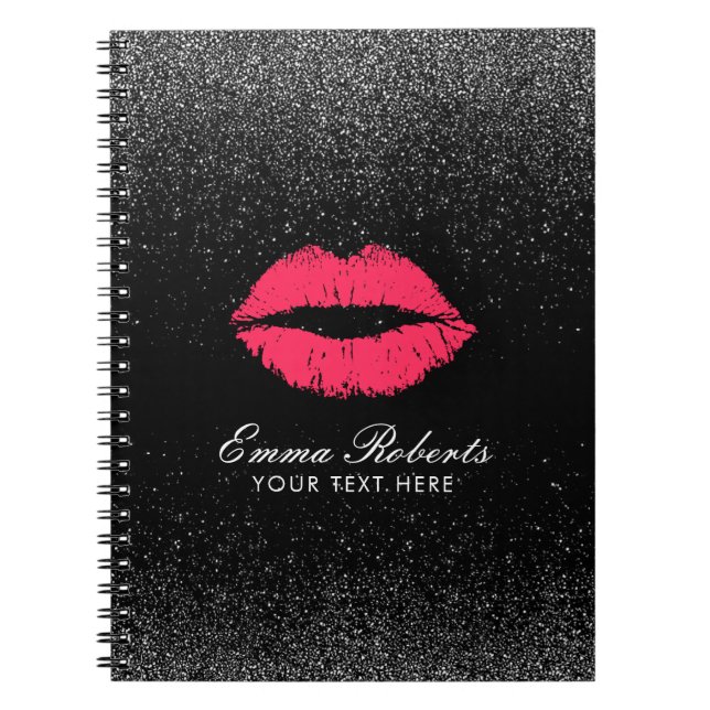 Carnet Parties scintillantes noires à la mode de lèvres (Devant)