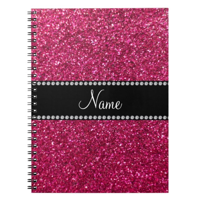 Carnet Parties scintillantes roses nommées personnalisées (Devant)