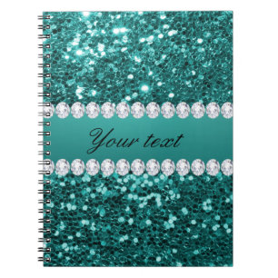 Carnet Parties scintillantes turquoises chics et diamants