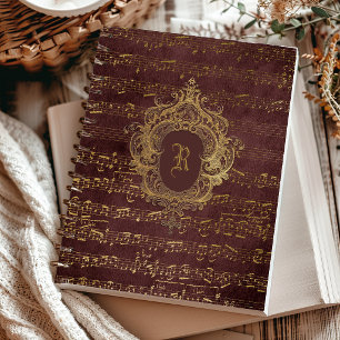 Carnet Partition de musique vintage à armoiries monogramm