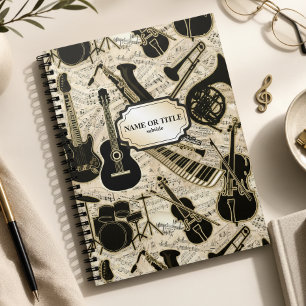 Carnet Partition musicale et instruments Noir/Or ID481