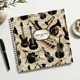 Carnet Partitions et instruments Noir/Or ID481