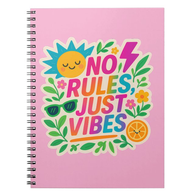 Carnet Pas de règles Vibes - Neon Gradient Kawaii-Punk Ty (Devant)
