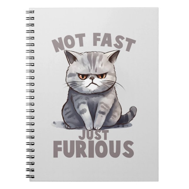 Carnet Pas rapide, juste furieux - Humour de chat gris (Devant)