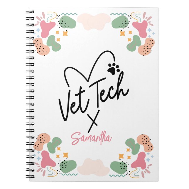 Carnet Pastel abstrait forme motif Vet Tech Coeur (Devant)