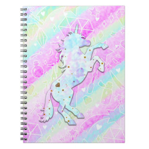 Carnet Pastel Arc-en-Ciel Diamants & Étoiles Licorne Magi