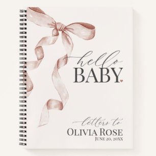 Carnet Pastel Beige Coquette Bow Girl Lettres Baby shower