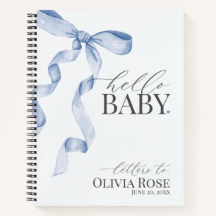Carnet Pastel Blue Coquette Bow Girl Lettres Baby showers