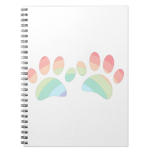 Carnet Pastel Color Rainbow Chien Empreintes de pattes
