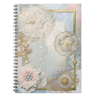 Carnet pastel en fleurs et décoration baroque girly