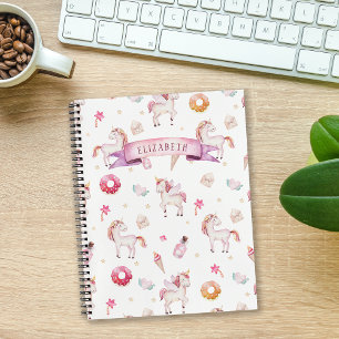Carnet Pastel Fairytale Unicorn Motif Nom personnalisé