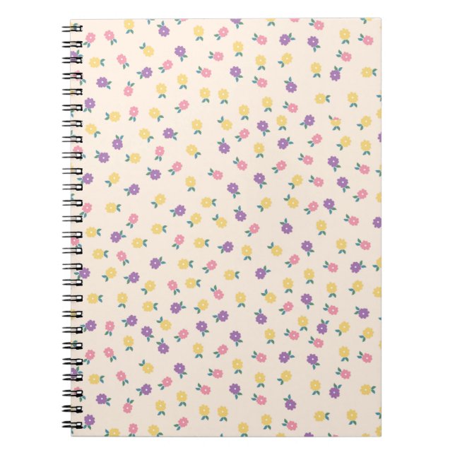 Carnet Pastel Floral Pattern – Cute Yellow, Pink & Purple (Devant)