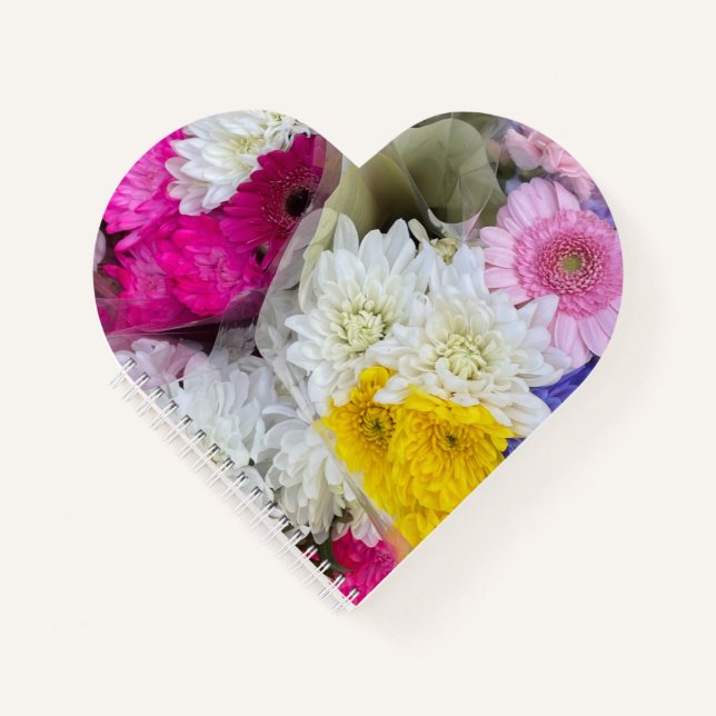 Carnet Pastel Floral Rose, Jaune & Blanc Chrysanthème (Devant)